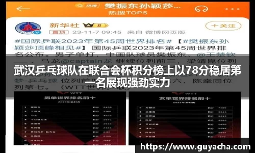 武汉乒乓球队在联合会杯积分榜上以78分稳居第一名展现强劲实力